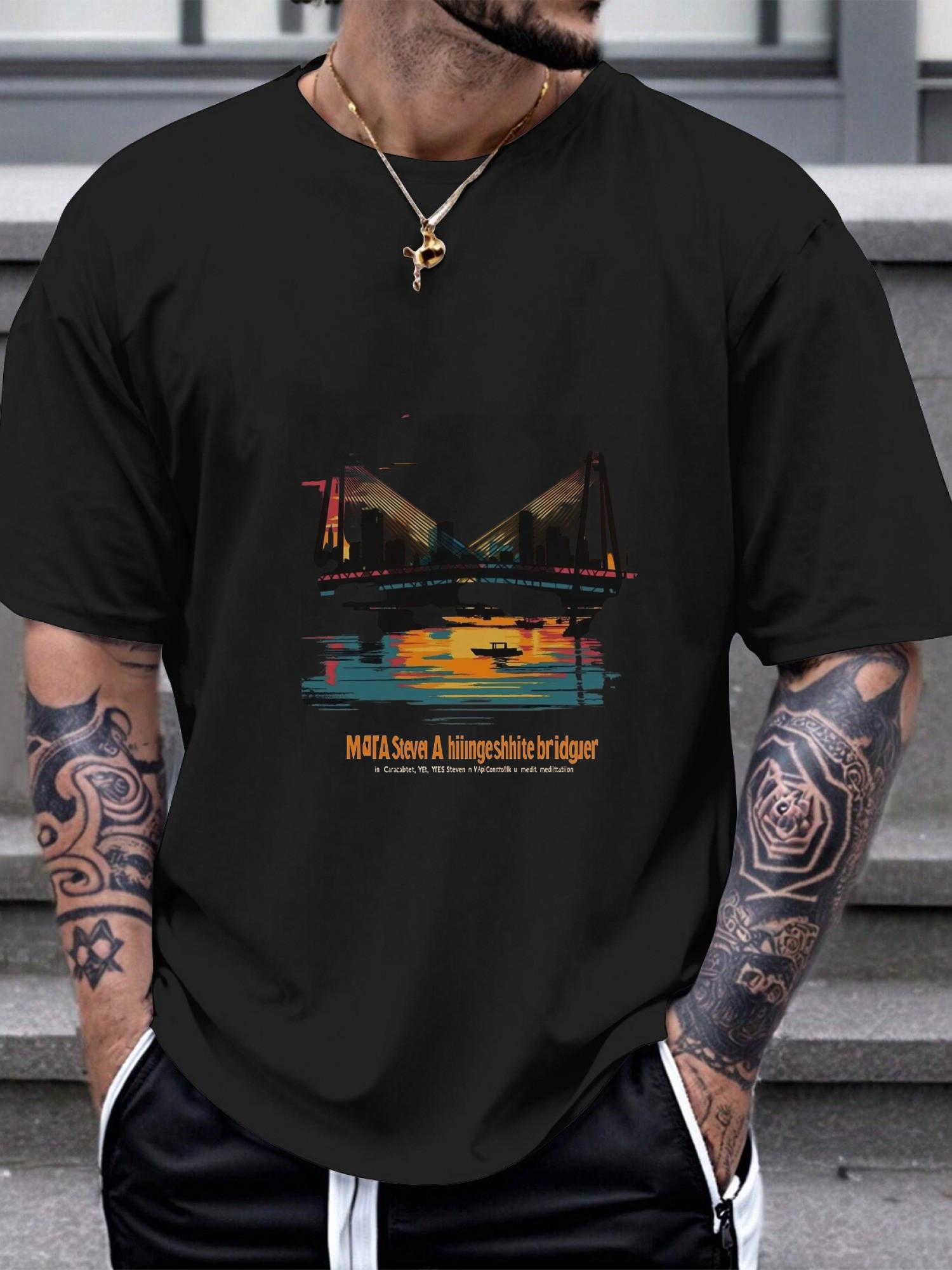 1pc Caracabtet Sunset Sky Silhouette Boat Vector T-shirt XL