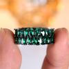 Luxury Cute Female Green Zircon Stone Ring Vintage Fashion Black Gold Color Wedding Jewelry For Women