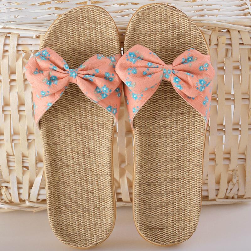 Women Slippers Spring Summer Home Shoes Women Casual Bow-knot Flip Flops Soft Breathable Slides Beach Sandals Female