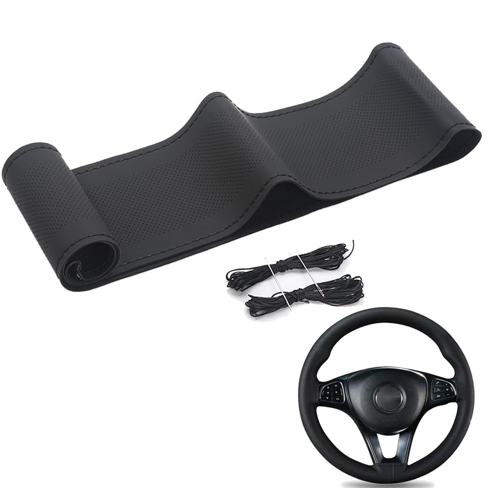 Steering wheel cover for light cars, leather steering wheel cover, чёрный