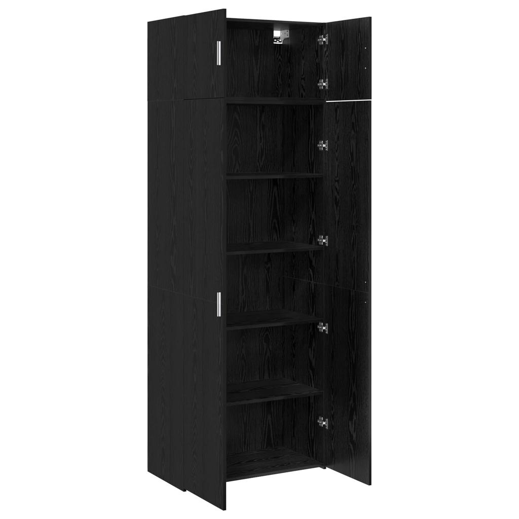 Storage Cabinet 3 Pcs Black Oak Effect