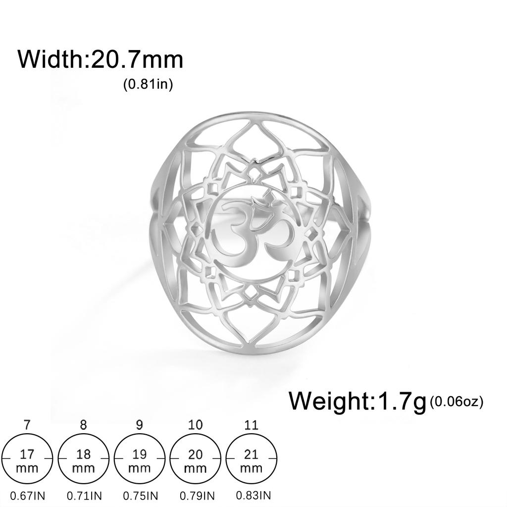 LIKGREAT Chakra OM Ring for Women Men Stainless Steel Gold Color AUM Yoga Meditation Spiritual Religious Amulet Jewelry Gifts