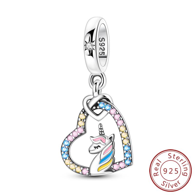 Original Copper Charms Beads Cute Mushroom Unicorn Love Wings Pearl Charm For Bracelet Pendant Woman Girl Jewelry