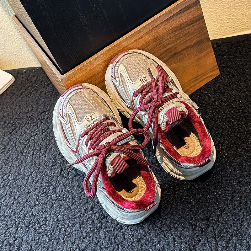 Winter Hot-selling Boys and Girls Plus Velvet Warm Fashion Casual Soft-soled Sports Shoes