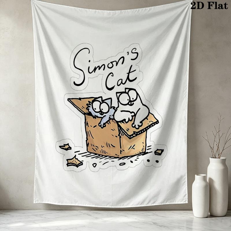 Simon'S Cat Wall Tapestry Aesthetic Wall Hanging Printed Fabric Blanket Decorative Tapestries For Bedroom Living Room Home Decor
