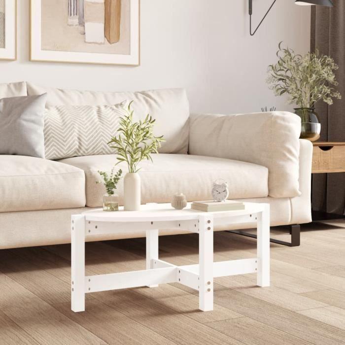 VidaXL Table basse Blanc 87x48x35 cm Bois massif de pin 822323