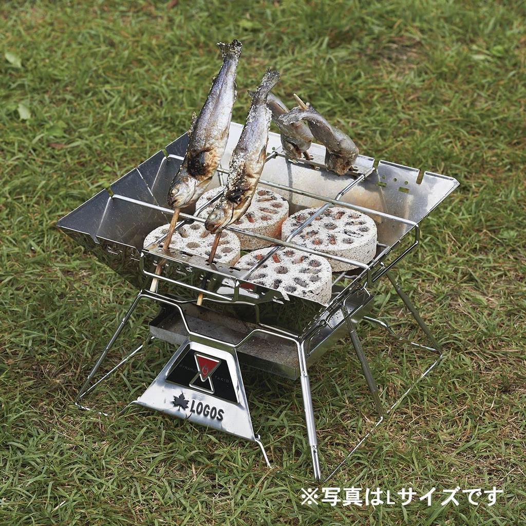 LOGOS the Pyramid TAKIBI Stainless for Outdoor and Bonfires Charcoal, Large, 81064162, Steel, Camping, Barbecues,