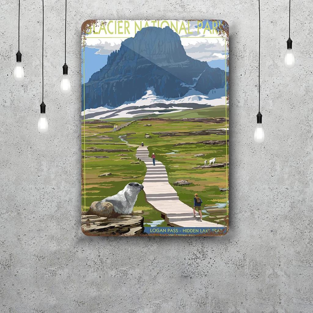 Nationalpark Glacier Lustiges Bar Metallschild Retro Plakette Vintage Schild Alkohol Trinker Kneipe Club Küchenwanddekoration