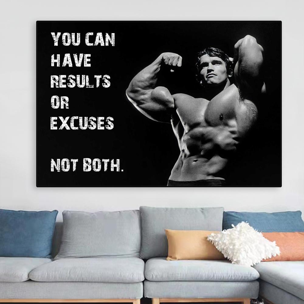 Poster Posa Arnold Schwarzenegger Bodybuilding Palestra Fitness Stampe Sportive Citazione Ispiratrice Pittura su Tela Decorazione Murale