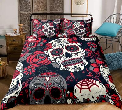 Sugar Skull Beddengoed Dekbedovertrek Set Gothic Dekbedovertrek Eenpersoons/Tweepersoons/Queen/King Set 3 Stuks Zacht Microvezel Dekbedovertrek