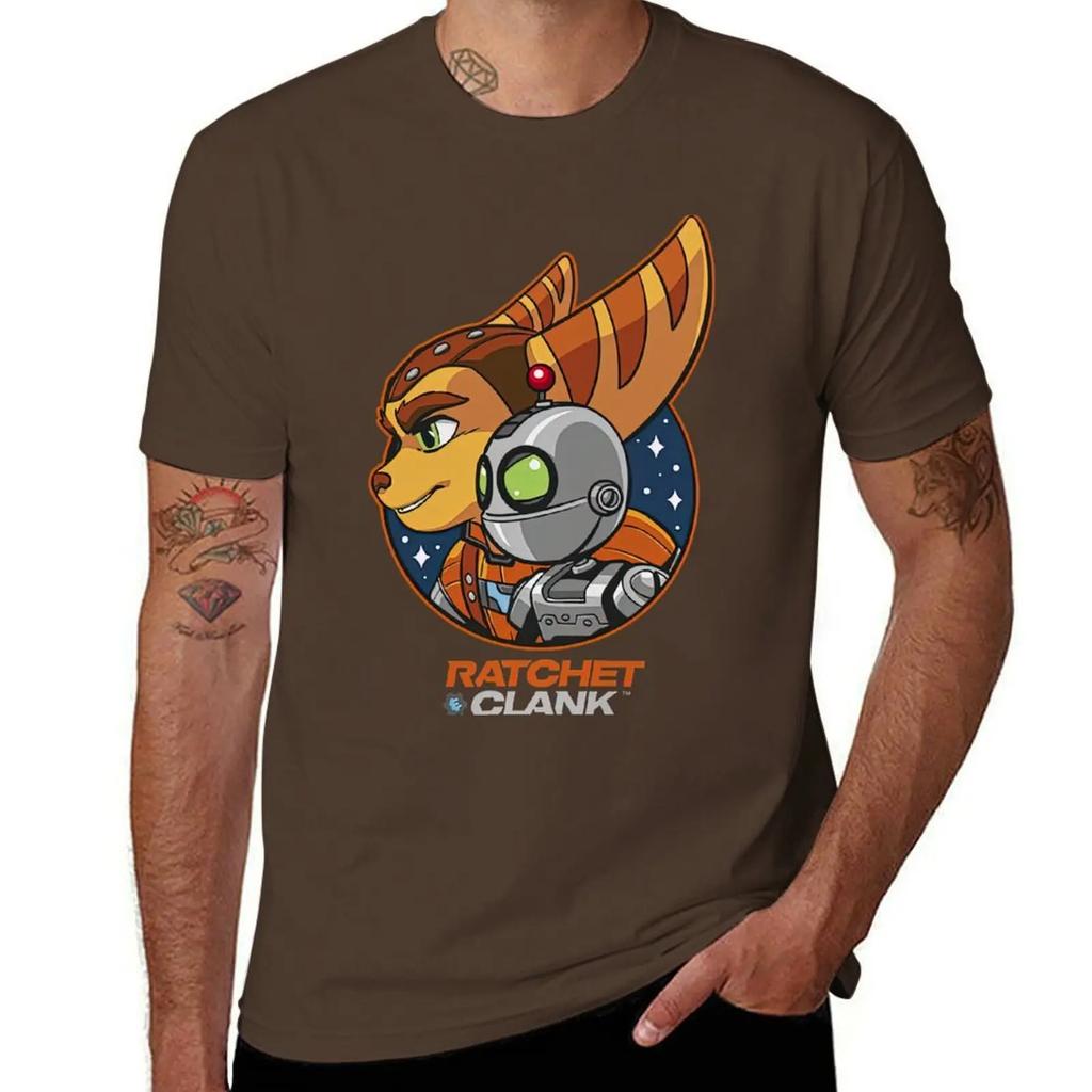Koszulka z bohaterem Ratchet and Clank Rift Apart, figurki anime, ubrania hippie, ubrania plus size, koszulki męskie