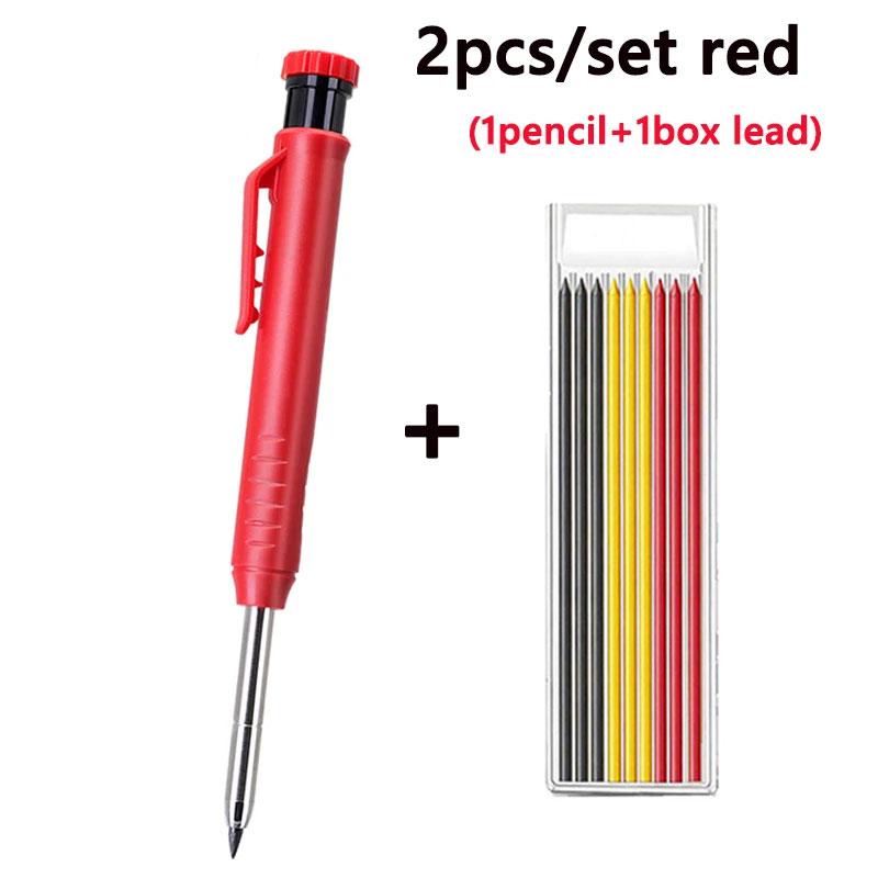 2.8mm Solid Carpenter Mechanical Pencil With Sharpener For Woodworking Construction Long Head Carpenter Pencil Stationery Tools