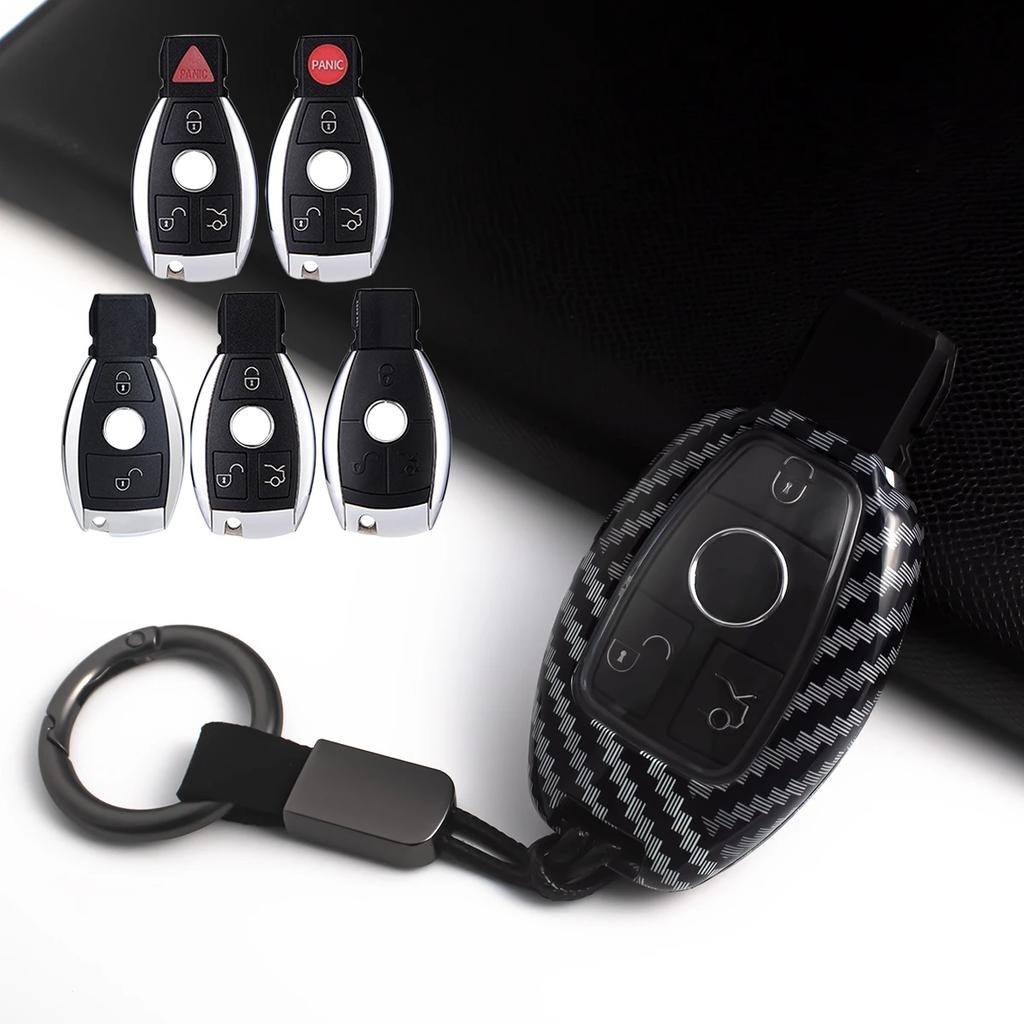 For Mercedes Benz A B C E S G M V-Class Cla Cls Gla Glc Gle Glk Gl/Gls Sl Slk Viano Metris Carbon Fiber Car Key Case Chain Cover