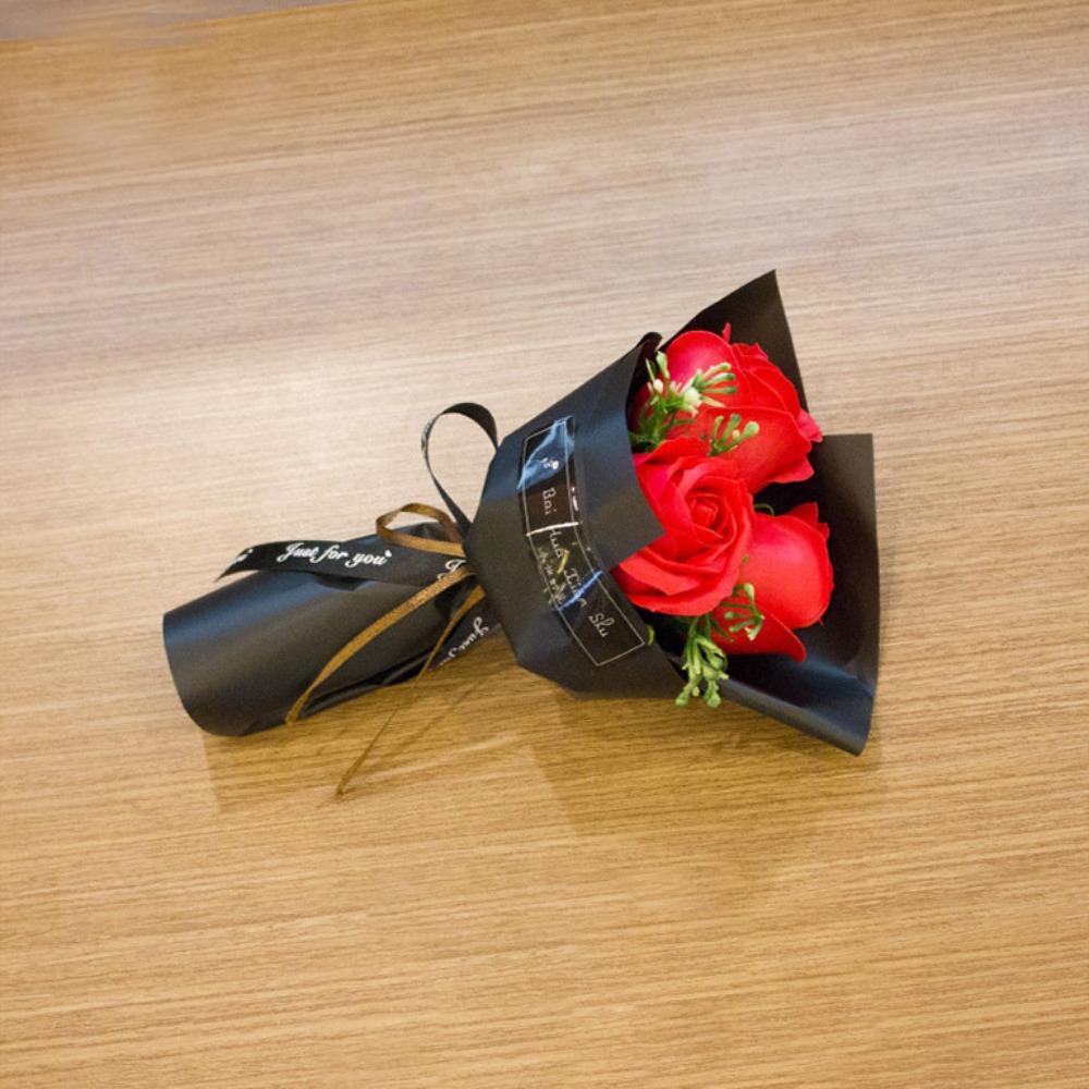 

Gift Packing 3 Heads Artificial Rose Bouquet Decoration Fake Flower For Anniversary червоний