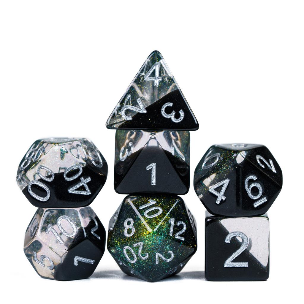 Cusdie Multi-color DND Dice Resin Glitter D4-D20 Polyhedral Dice Set for Dungeons and Dragons Tabletop Role Playing Board Game