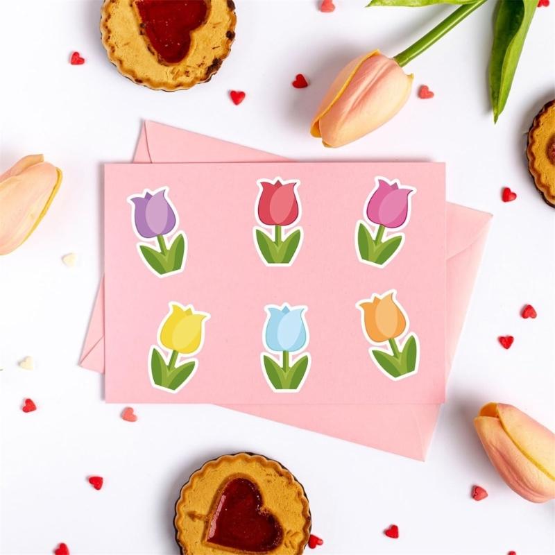 Tulips Sticker Flowers Sticker Scrapbook Sticker Reward Sticker Gift Sticker Decorative Label Sticker for Girl Kids