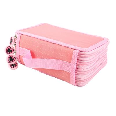 72 Count Slot Colored Pencil Carry Case Bag Large Capacity Oxford Multilayer Pencil Organizer Pink