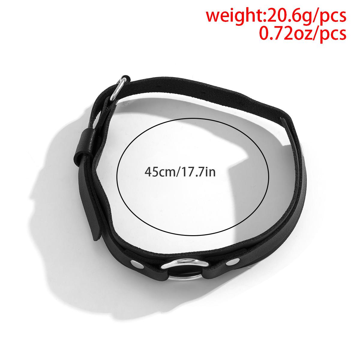 Trendy Punk Harajuku Circle Ring Personality Adjustable PU Buckle Arm Chain Bracelet for Men Black 00168