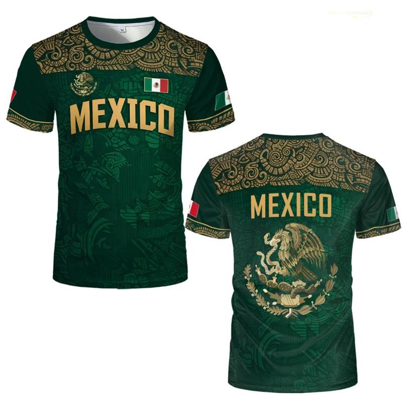 Mexican Constitution Day Pattern T-shirt Fashionable Mexican Flag and Emblem 3D Printed Top Summer Men's Casual Short Sleeve Sportswear
