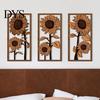 Pastoral Wall Panels 3Pcs Vintage Sunflower Wooden Decor, Farmhouse Cutout Wood Rustic Home Decoration Art, Hanging Ornament for Living Room