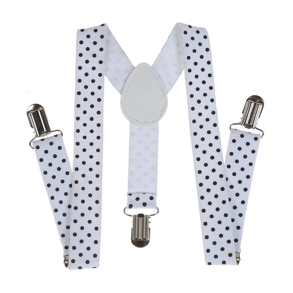 Kids Polka Dot Suspenders 3 Clips Y Back Elastic Adjustable Braces