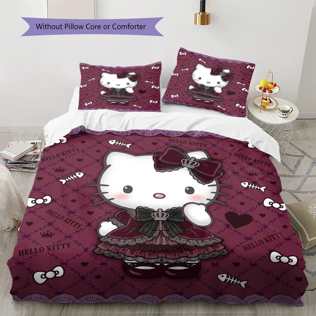 

Sanrio Pink Pattern Bedding,Quilt Set Quilt Cover Pillowcase Home Birthday Gift(1 * duvet cover + 2 * pillowcase, without core) 135x200cm