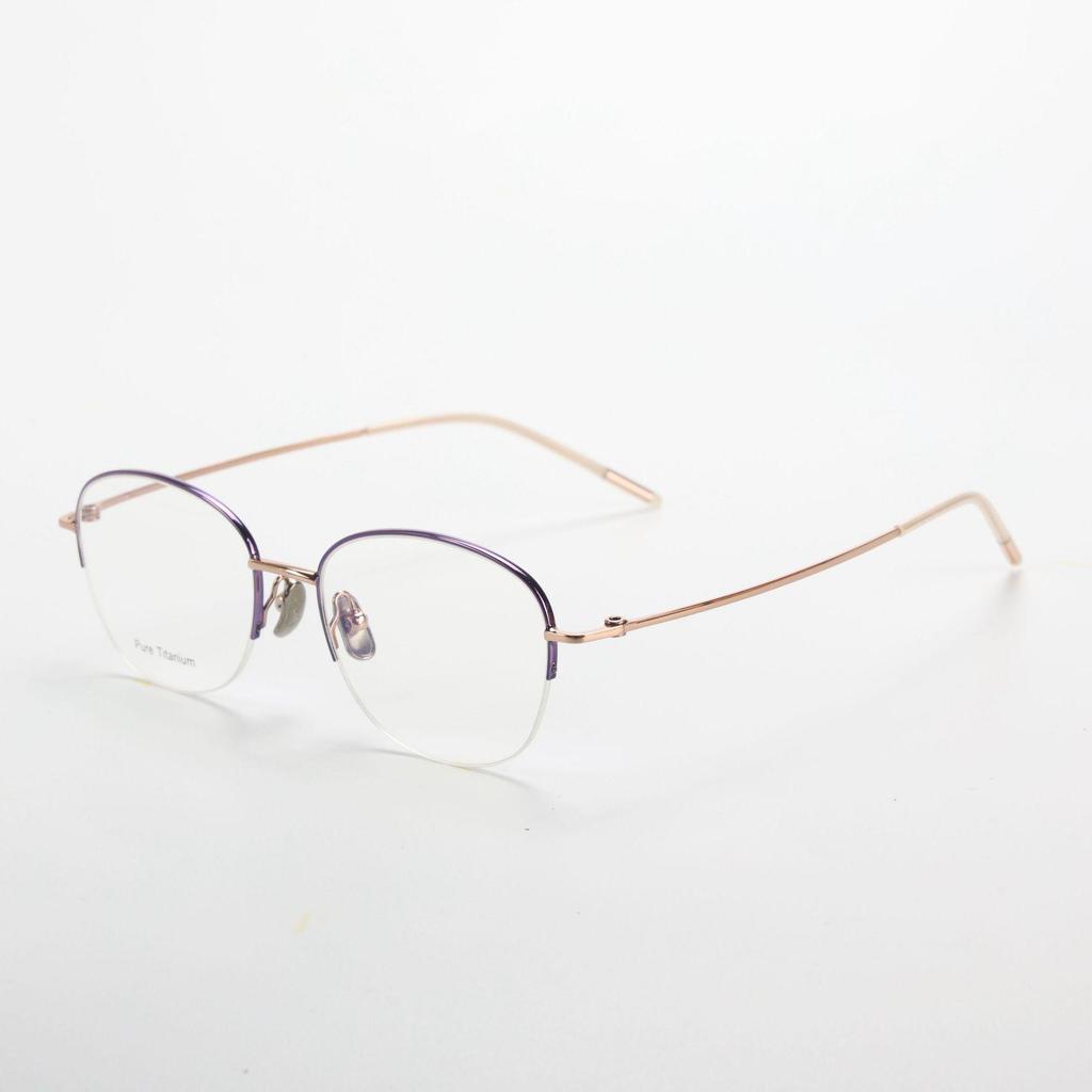 M6716S Unisex Retro Semi-Rimless Pure Titanium Eyeglass Frame - Prescription-Ready