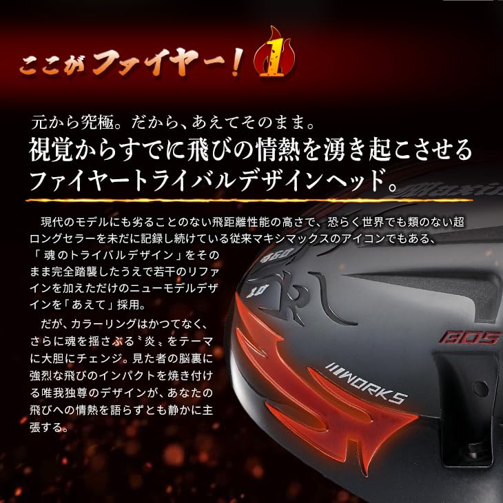 WORKS GOLF Variable Maximax Black Series II Driver, Hisho, GokuMAX Shaft, 46 inches, 10 degrees, Flex S, Right-handed