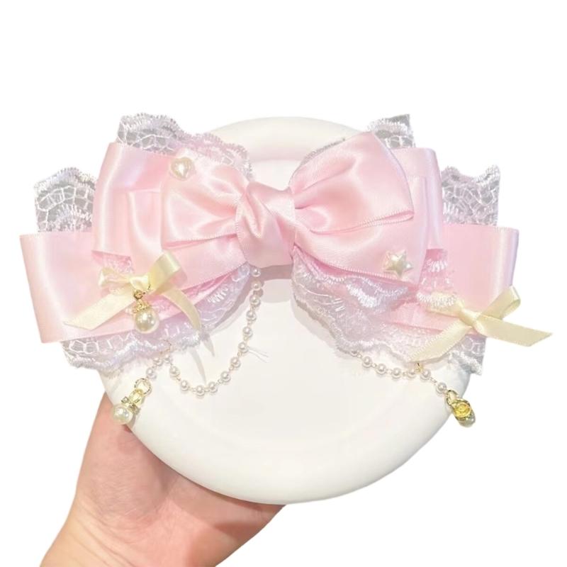 Elegant Bows Hair Clip With Lace And Satins Ribbon For Women And Girls Perfect For Daily Wear Or Special Occasion