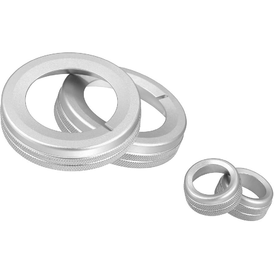 Motoforti 4pcs Silver Tone Aluminum Alloy Car Center Control Ring Knob Ring Trim Cover for Chevrolet Camaro 2010-2015 Switch Button Decor