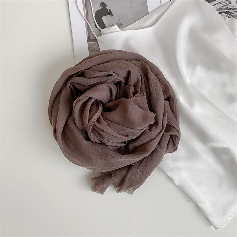 Thin Women's Desert Shawl Color Winning Cotton and Linen Beige Versatile Scarf Xinjiang Travel Sunscreen Scarf