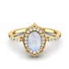 7X5 MM Oval Natural Moonstone  925 Sterling Silver Gold Vermeil Designer Engagement Women Ring