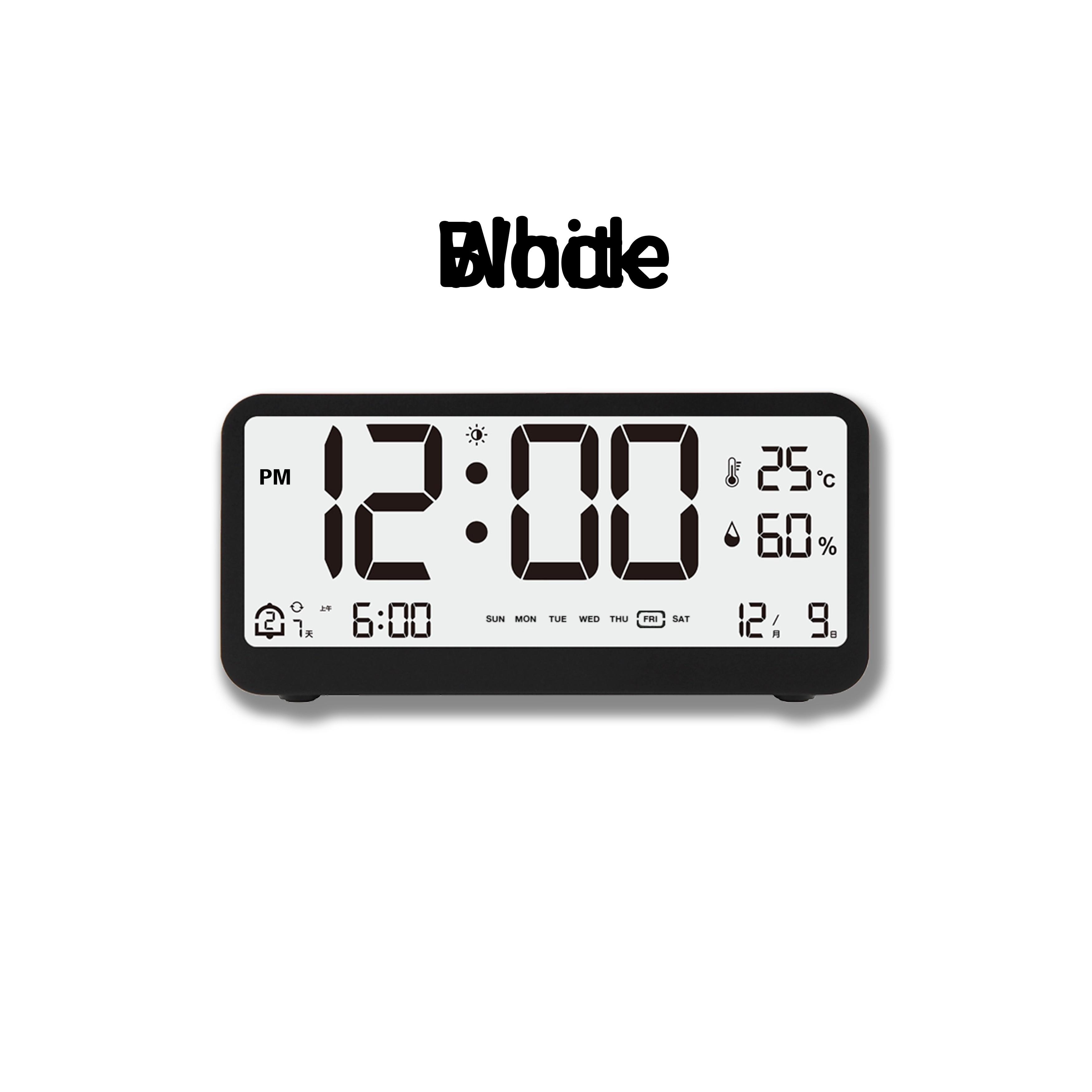 

Современный цифровой будильник с дисплеем температуры и влажности, ночником, двойным будильником, пластиковым корпусом из АБС, питанием от батареек АА, элегантным белым дизайном для прикроватной тумбочки чёрный