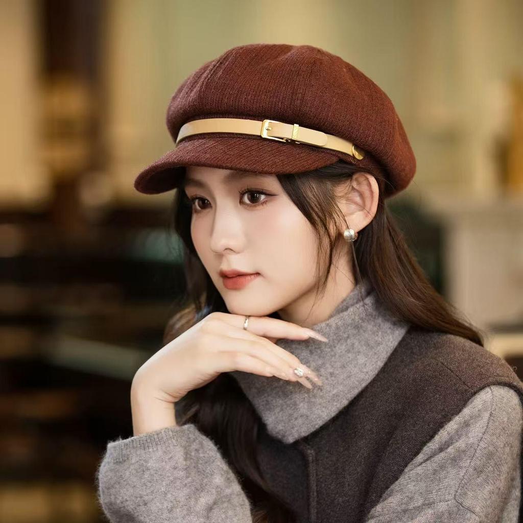 Chic Tweed Plaid Newsboy Beret Cap for Women