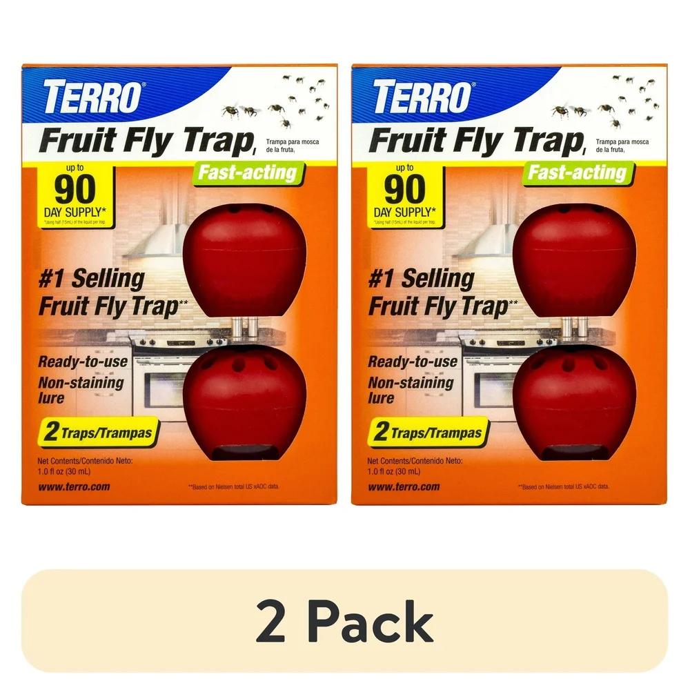 2 Pack Apple Shaped Fruit Fly Trap Non Toxic Indoor Use Effective Lure Eliminate Fruit Flies Kitchen Safe Easy Setup