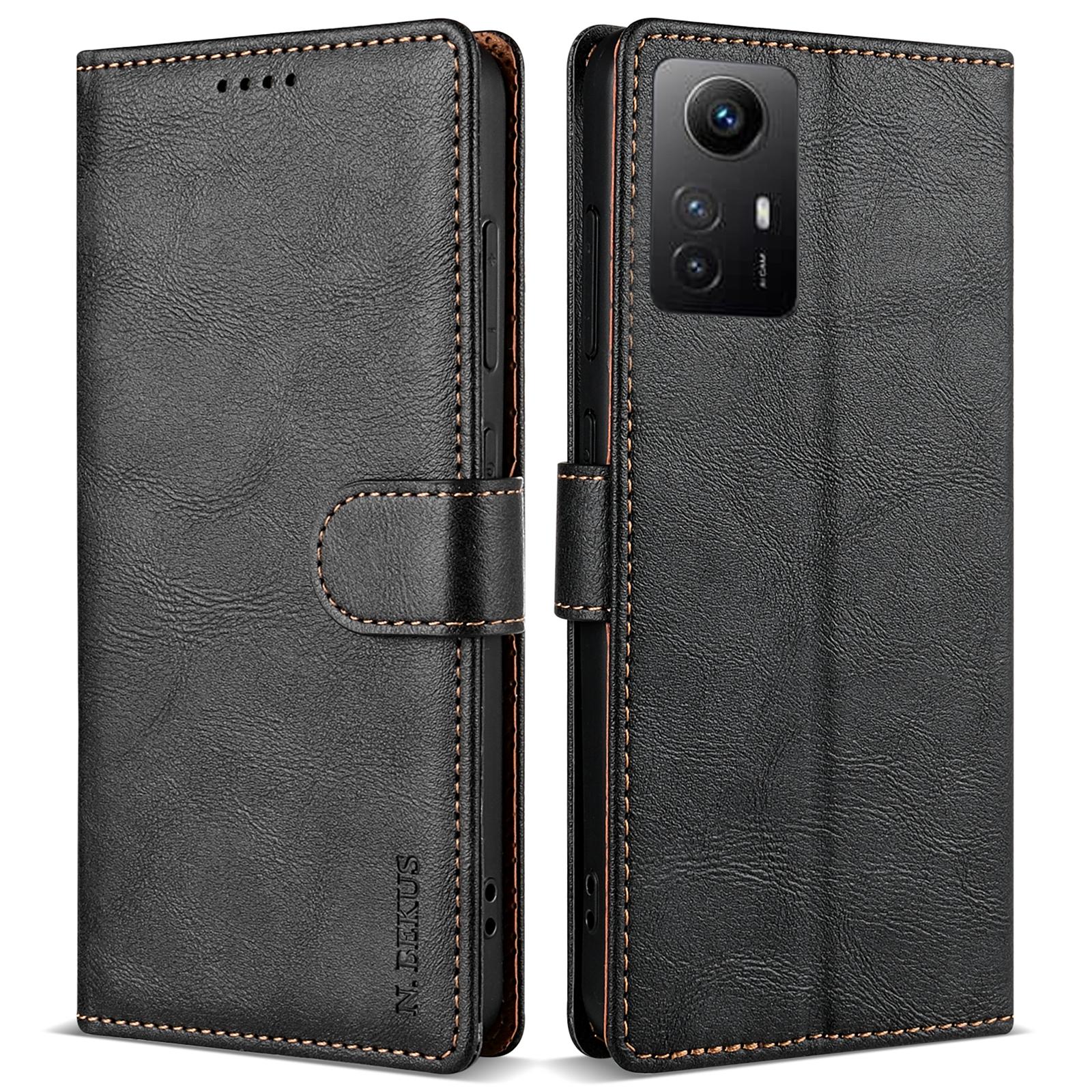 

For Xiaomi Redmi Note 12S 4G Case Solid Color Wallet Phone Leather Cover Black