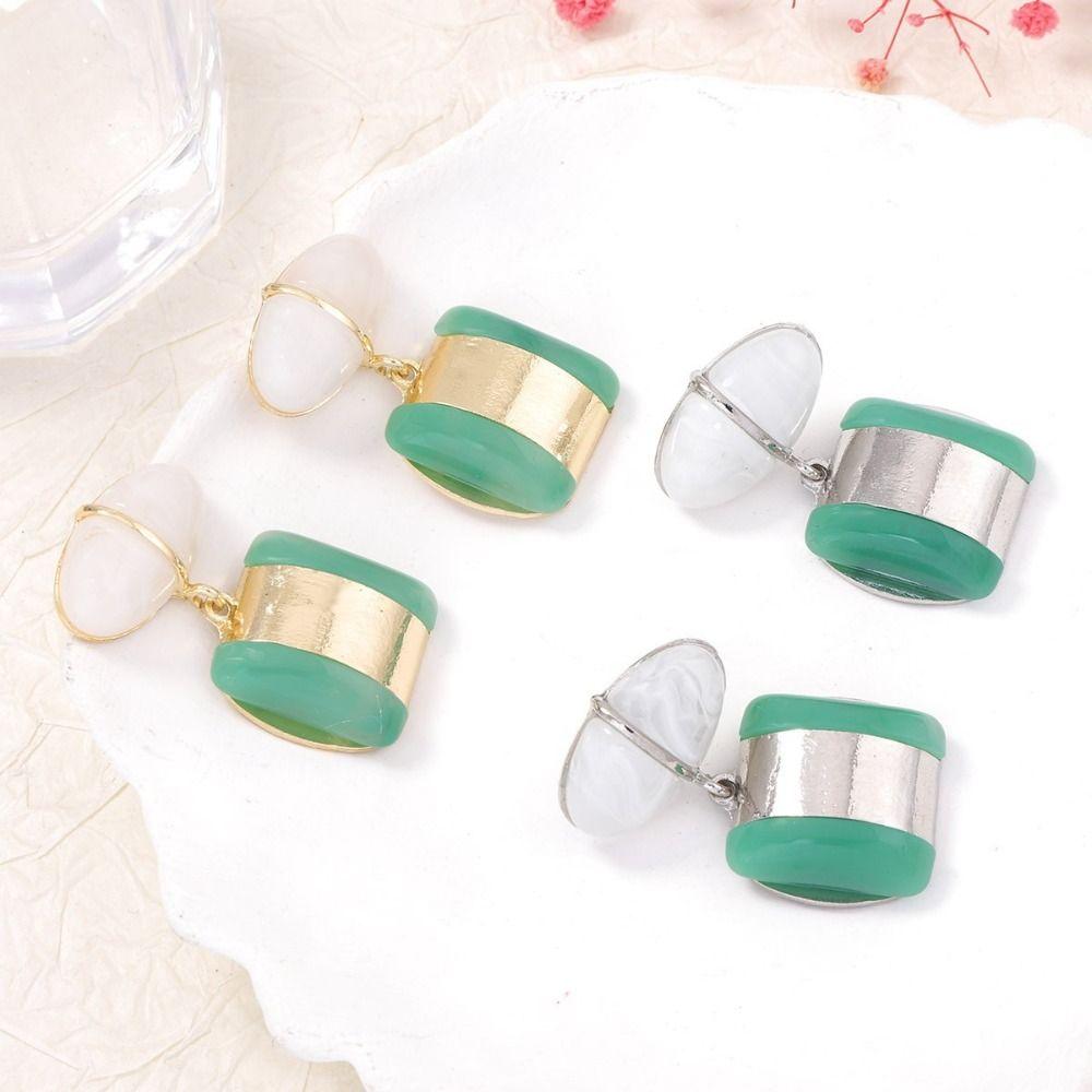 Creative Geometric Square Dangle Earrings Charm Color-block Vintage Stud Earrings Jewelry Accessories Ear Stud