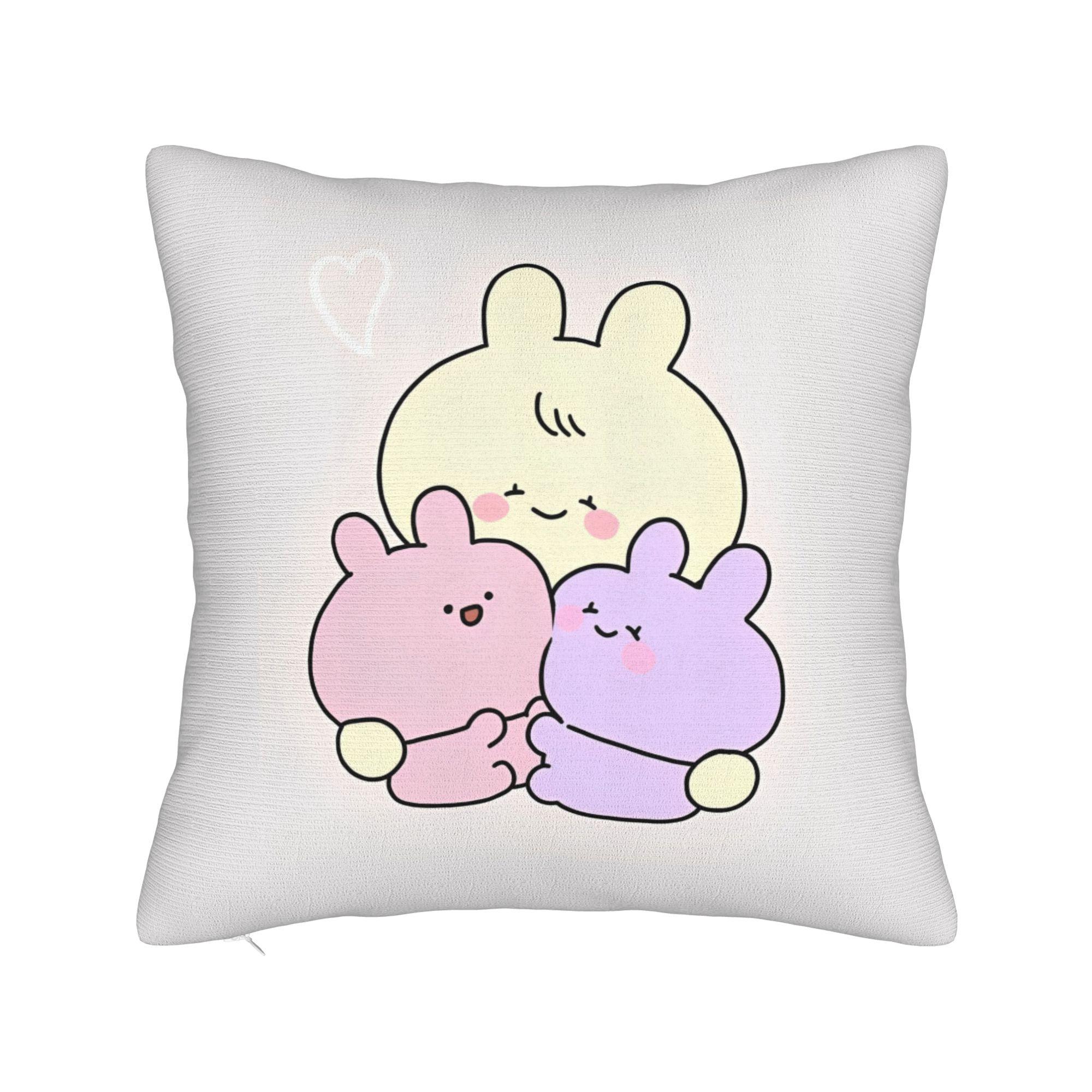 

Asamimichaan Asleep Cartoon Square Pillowcases Sofa Kawaii Asamimi Cushion Case Funny Home Decoration Throw Pillow Case 40x40cm 16x16in