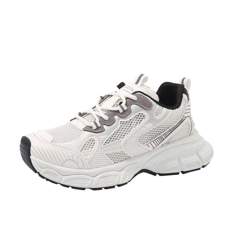 

Женская обувь лето новая толстая подошва дышащая сетка сочетание цветов беговая повседневная универсальная спортивная легкая женская обувь 40 белый