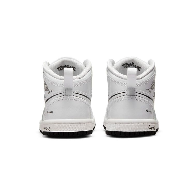 Air Jordan 1 Mid TD Schematisch Baby-Sneakers Weiß Schwarz DQ1865-100