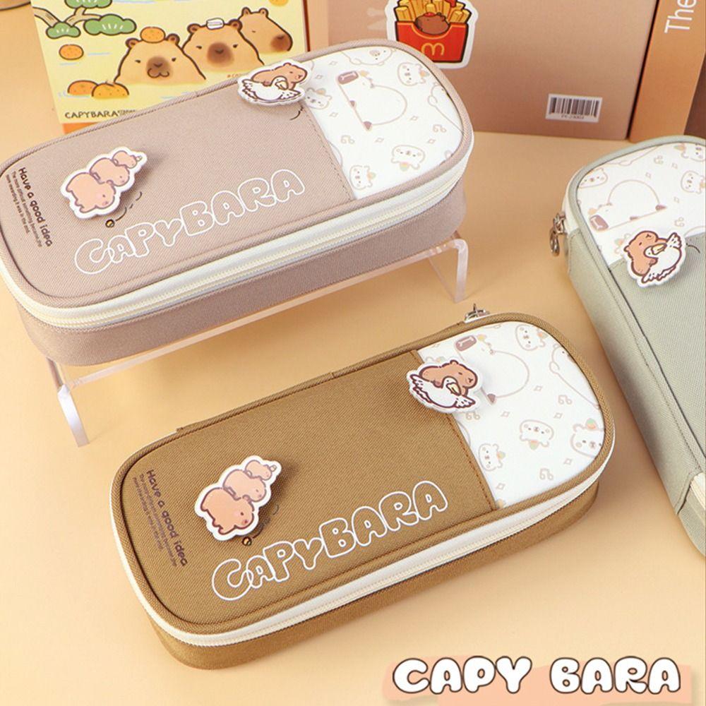 Durable Capybara Stationery Bag Zipper Cartoon Pencil Pouch Cute Capybara Pen Bag Girl Gifts