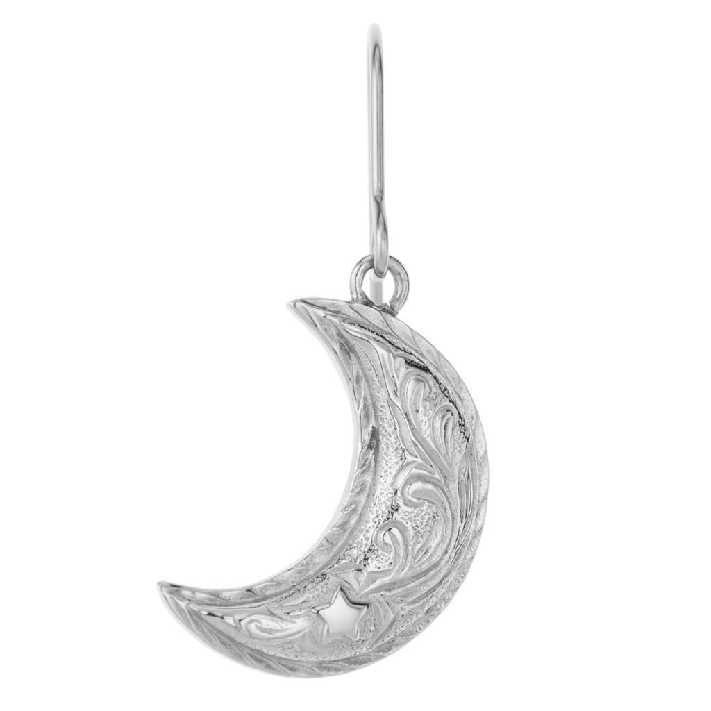 Kirurgisk enkeltøre i rustfritt stål Selges som One Moon Star Scroll Hawaiian smykker øredobber for kvinner Sølv [Piena] (Måne (Ett øre))
