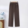 2024 Fashionable High-Waisted Woolen Pants for Middle-Aged & Elderly Women - Elastic Waist, Loose Fit, Plus Size for Autumn/Winter
