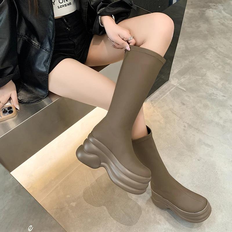 модные зимние женские ботфорты до колена — фото 6