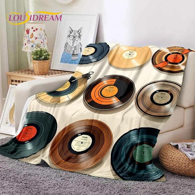 Vinylová deska Hudba DJ Displej Páska Měkká flanelová deka na postel Ložnice Pohovka Piknik, Přehozová deka na přikrytí Venkovní volný čas Dárek