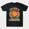 Men Black Print T-shirt I'M Fluent In Fowl Language No-Cut Transfer Paper Print Cotton Tshirt
