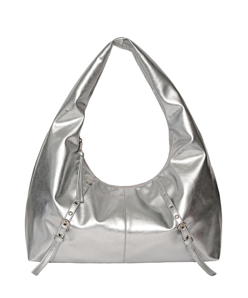 Picea Belted Hobo Bag [Liquid Silver]