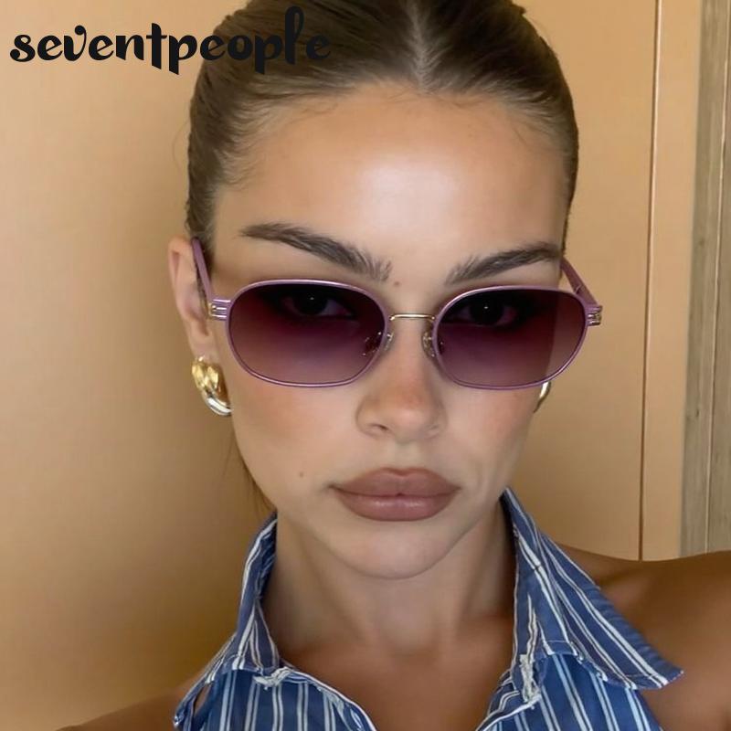 Steampunk Rectangle Sunglasses  Luxury Brand Trendy Metal Small Frame Sunglass For Ladies Classic Rectangular Shades UV400