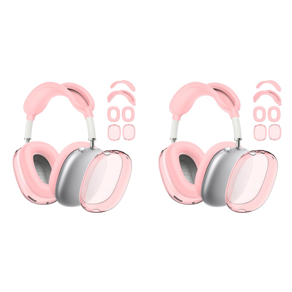 

Прозрачный чехол 4 в 1, амбушюры, повязка на голову, чехол для AirPods Max(розовый)