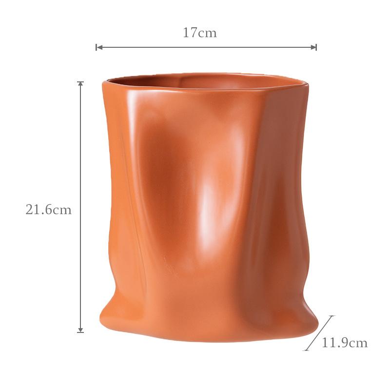 

Imitation Cloth Bag Pleated Texture Ceramic Vase Plant Pots Table Decoration Flower Arrangement Floral Vase Room Aesthetic Decor